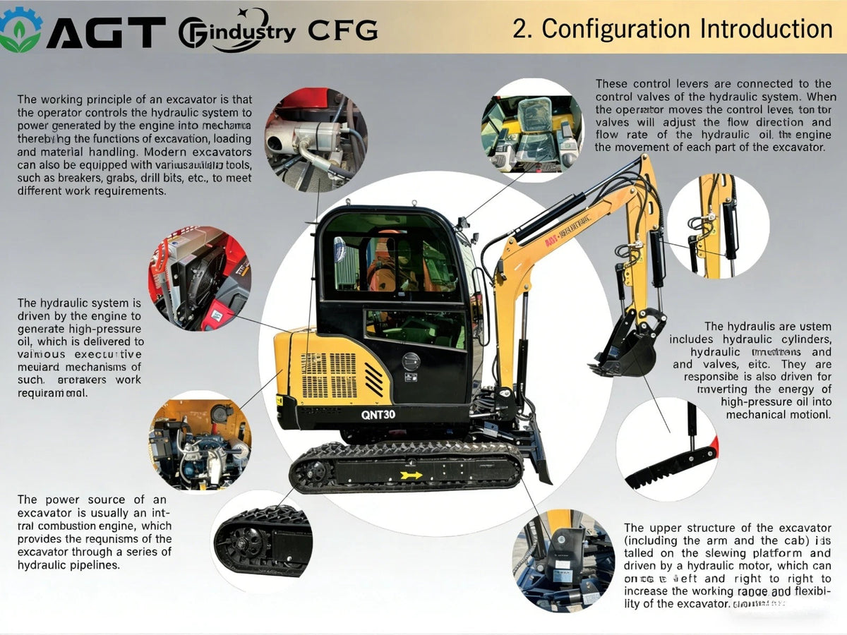1.8 Ton Hydraulic Digger Tracked Mini Excavator w/ 25HP Kubota Diesel D902 Engine & Pilot Control | AGT-QNT30
