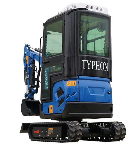 2025 4000 lb TYPHON TERROR XVII Cabin Mini Excavator Rubber Track with Kubota D902 Diesel Engine